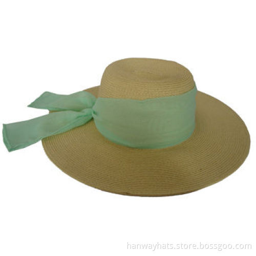 Women's paper braid floppy with chiffon band, comes in 2012 fashionable style